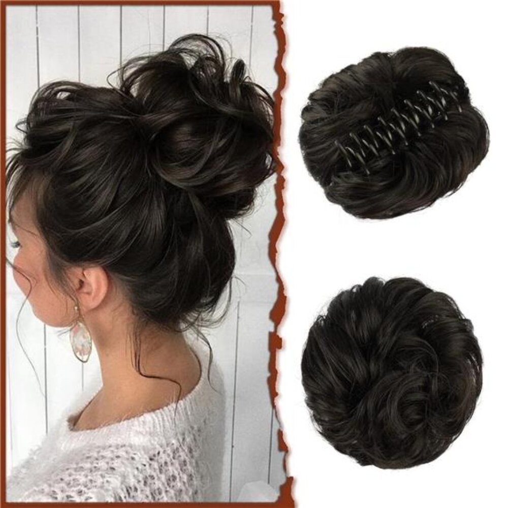 Claw Clip Messy Bun Hair Piece Wavy Curly Hair Bun Clip in Claw Chignon Ponytail